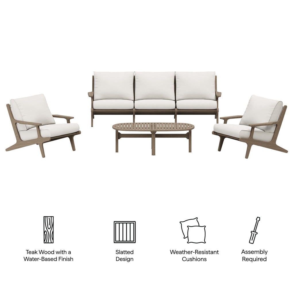 Saratoga 4-Piece Outdoor Teak Wood Furniture Set