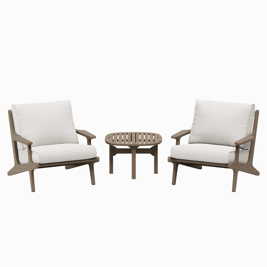 Saratoga 3-Piece Outdoor Teak Wood Furniture Set with Lounge Chairs and Side Table