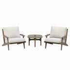 Saratoga 3-Piece Outdoor Teak Wood Furniture Set with Lounge Chairs and Side Table