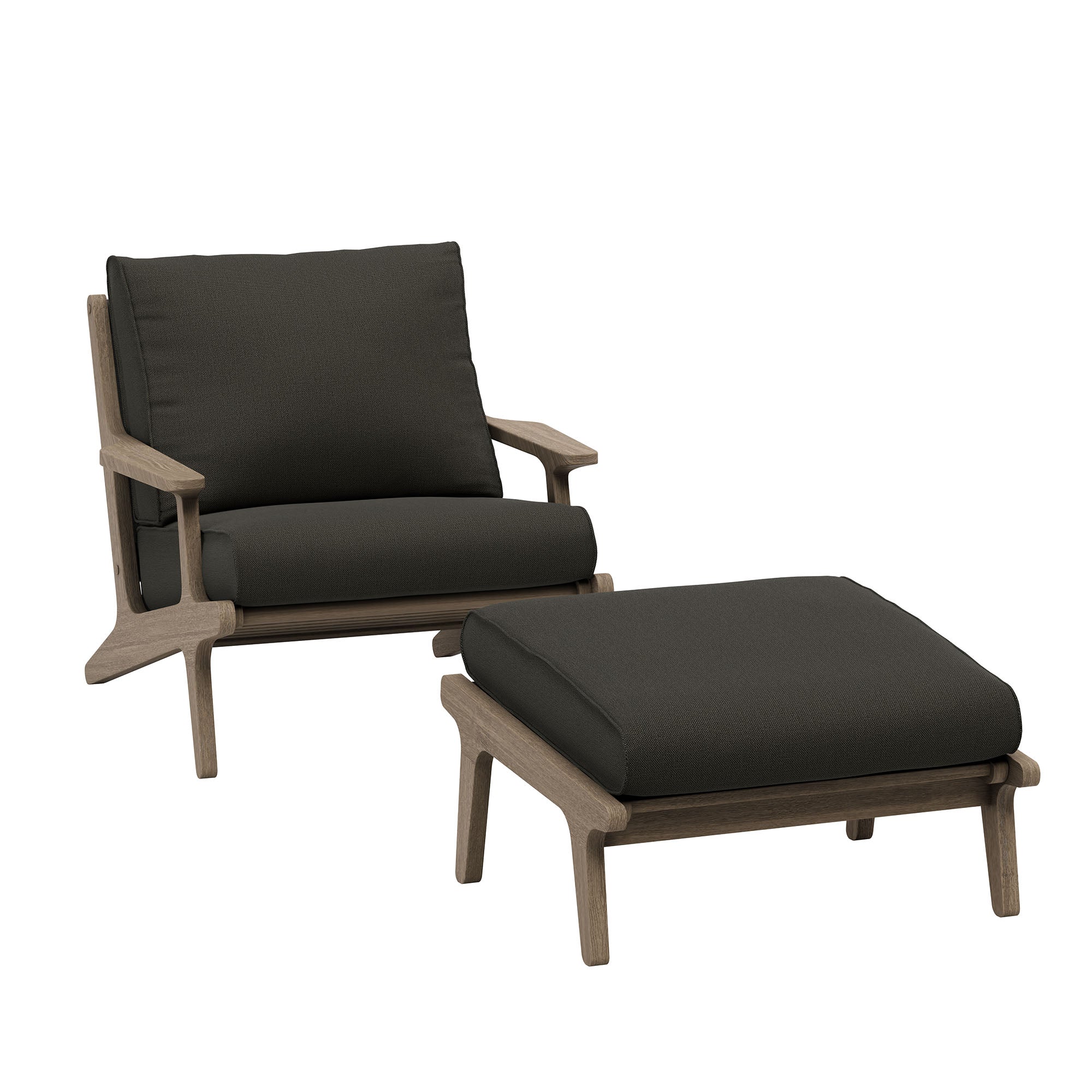 Saratoga Outdoor Teak Wood Chair and Ottoman Set - EEI-7268-WGR-FLI