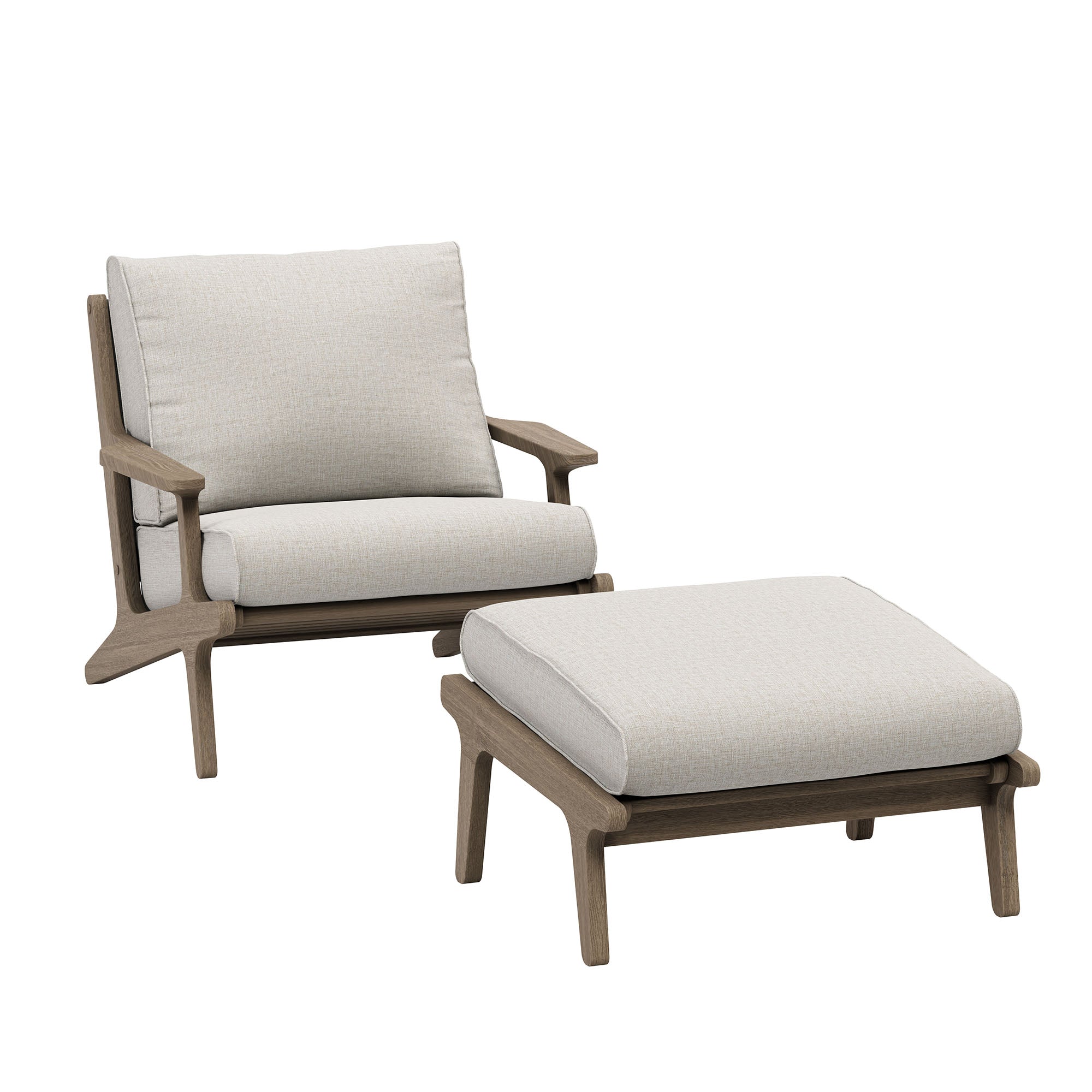 Saratoga Outdoor Teak Wood Chair and Ottoman Set - EEI-7268-WGR-PEB