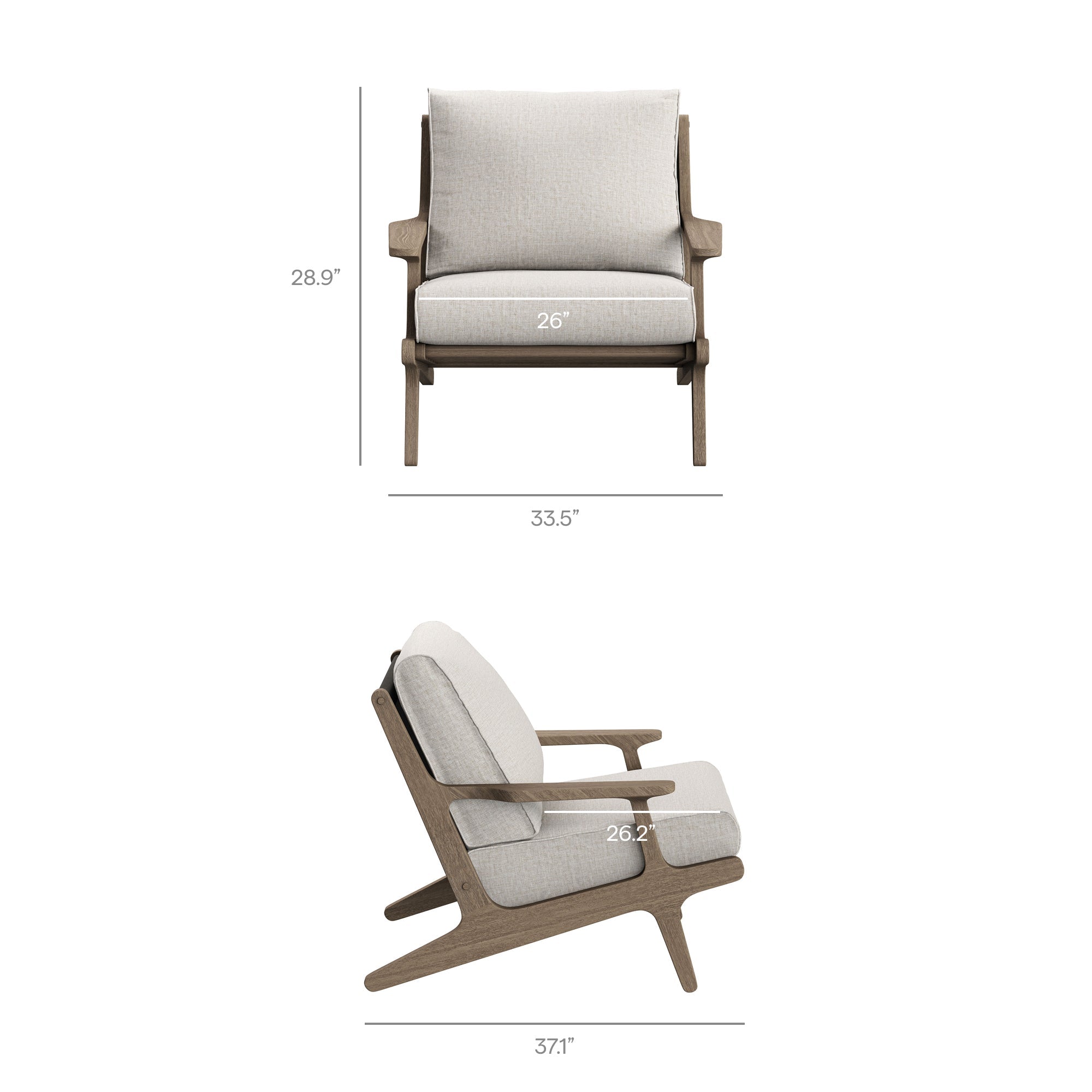Saratoga Outdoor Teak Wood Chair and Ottoman Set