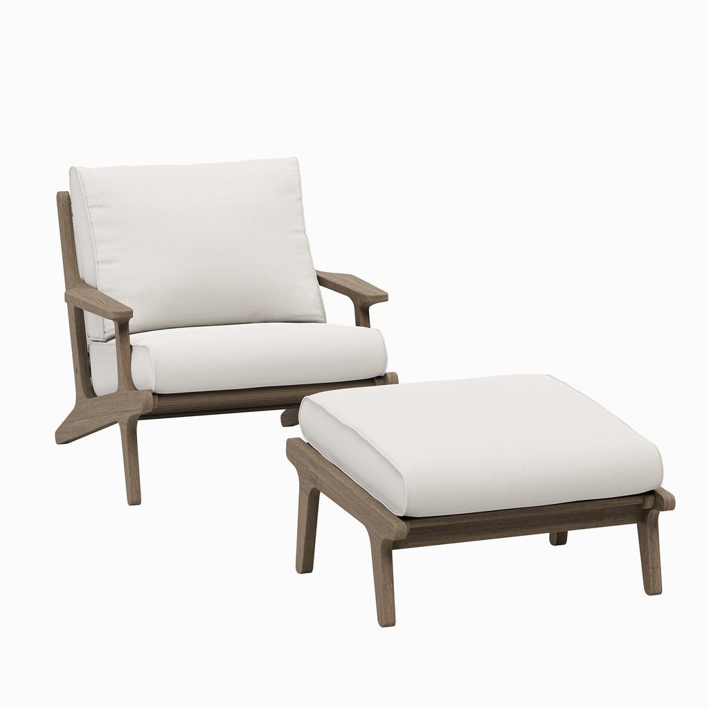 Saratoga Outdoor Teak Wood Chair and Ottoman Set - EEI-7268-WGR-WHI