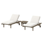 Saratoga Outdoor Teak Wood 3-Piece Chaise Lounge Furniture Set