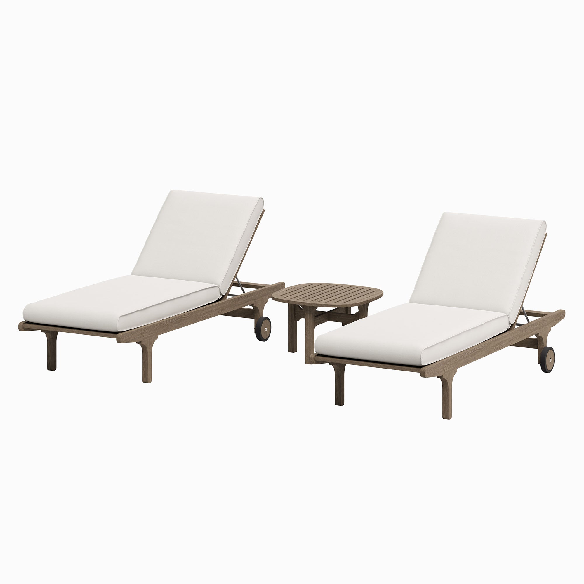Saratoga Outdoor Teak Wood 3-Piece Chaise Lounge Furniture Set
