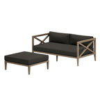 Northlake Outdoor Teak Wood Loveseat and Ottoman Set