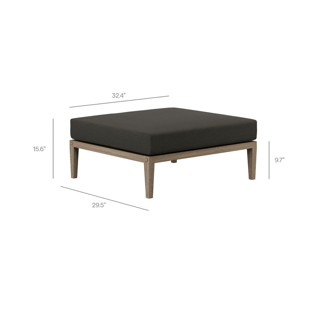 Northlake Outdoor Teak Wood Loveseat and Ottoman Set