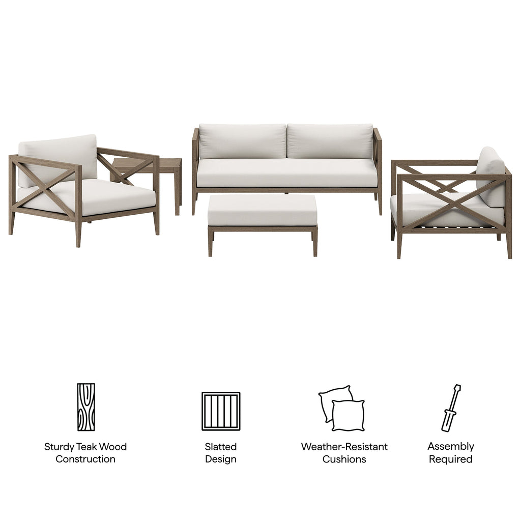 Northlake 5-Piece Outdoor Teak Wood Furniture Set