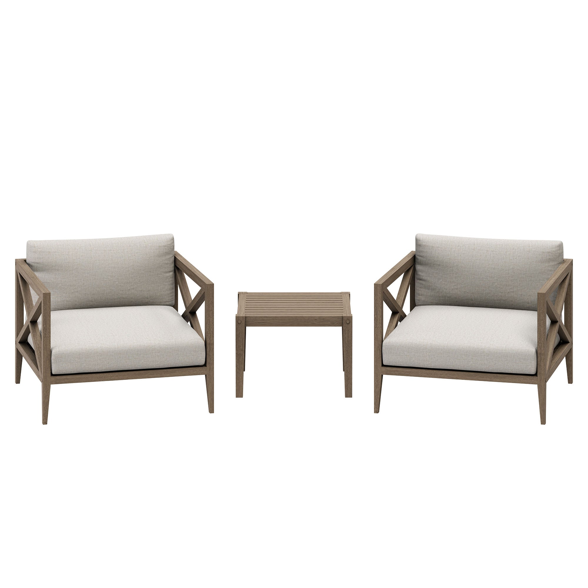 Northlake 3-Piece Outdoor Teak Wood Furniture Set with Armchair and Side Table - EEI-7275-WGR-PEB