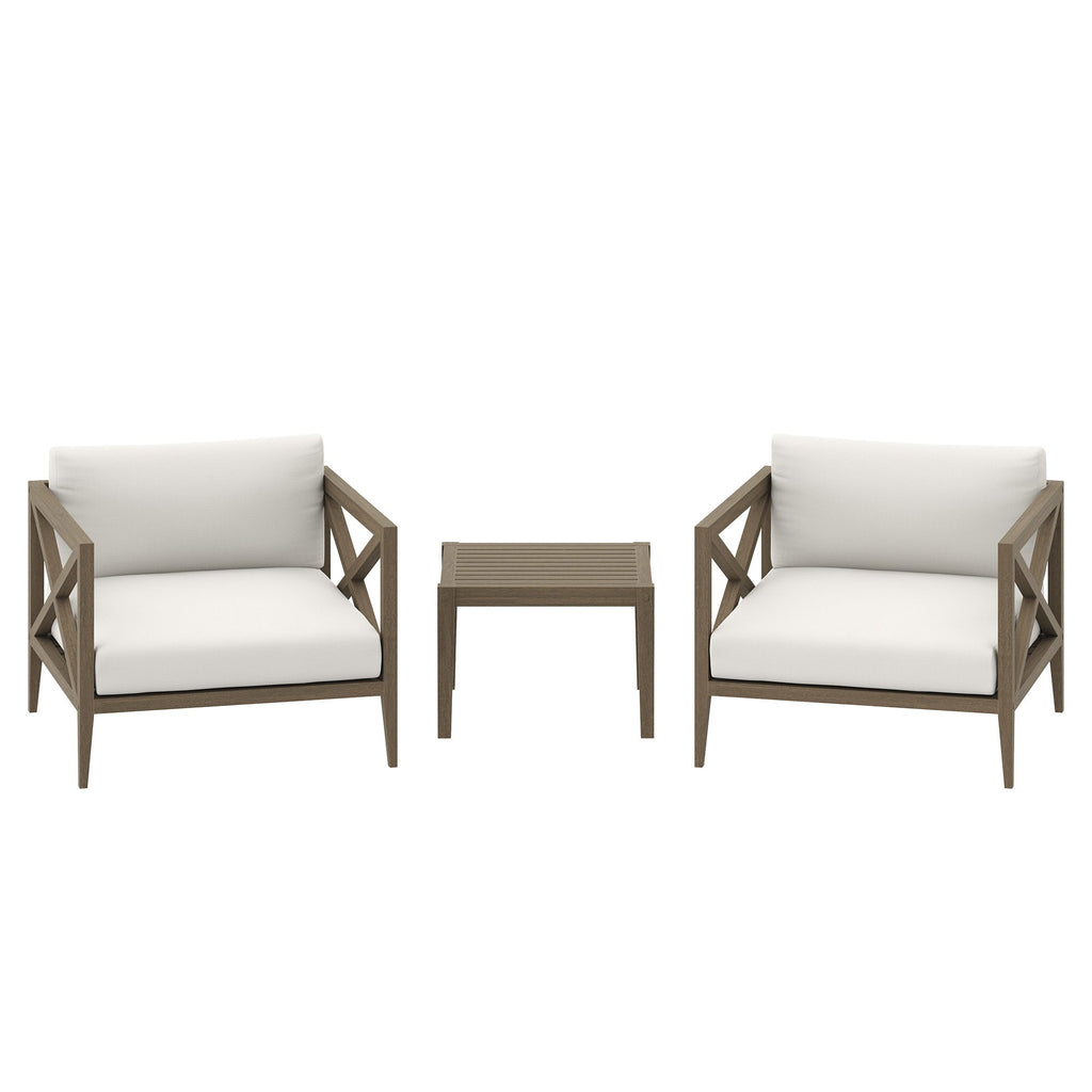 Northlake 3-Piece Outdoor Teak Wood Furniture Set with Armchair and Side Table