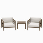 Northlake 3-Piece Outdoor Teak Wood Furniture Set with Armchair and Side Table