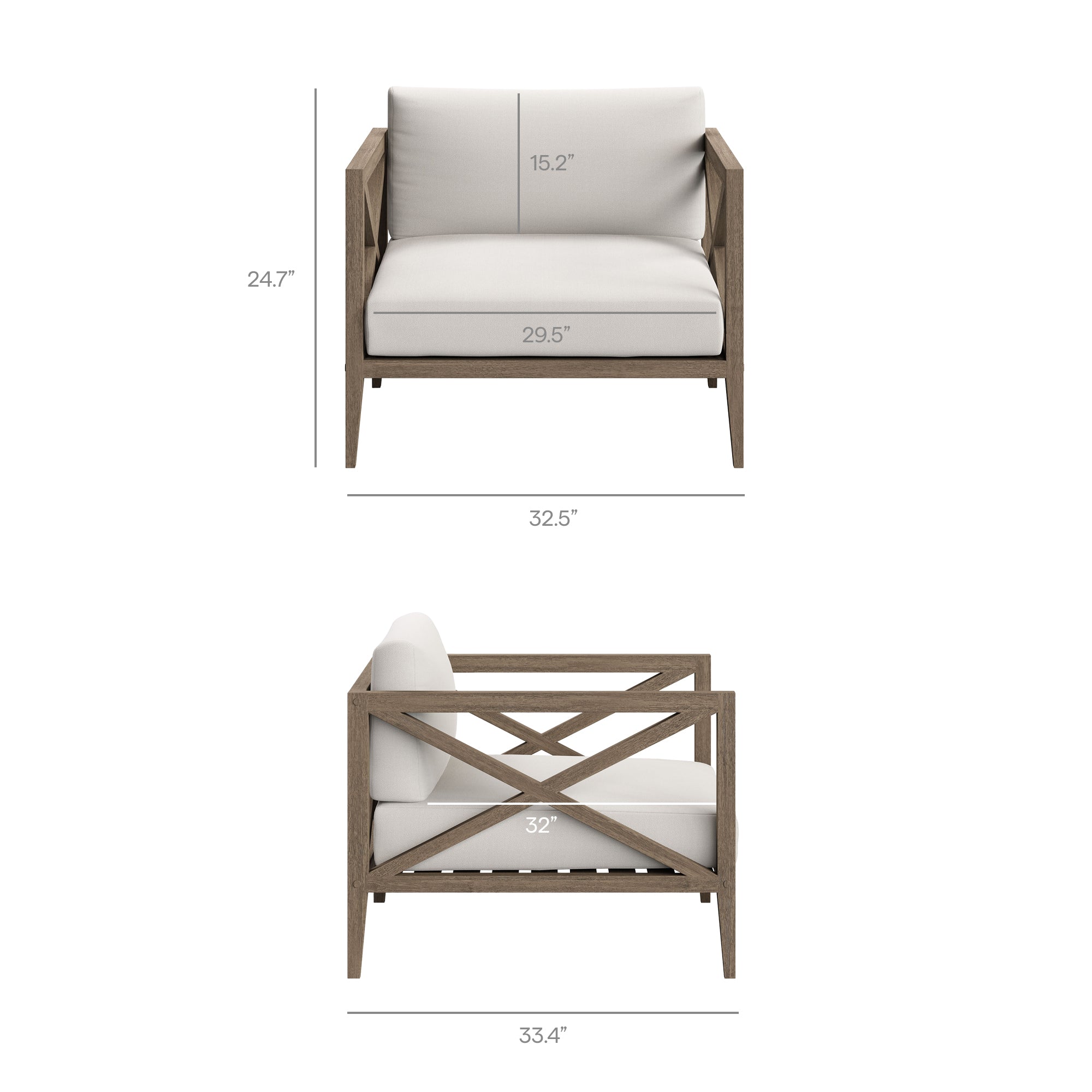 Northlake 3-Piece Outdoor Teak Wood Furniture Set with Armchair and Side Table