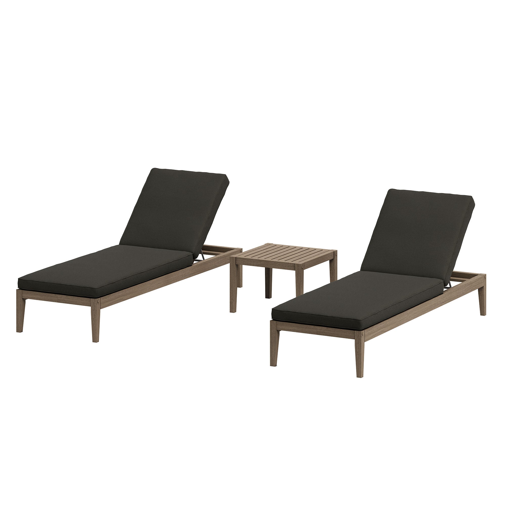 Northlake 3-Piece Outdoor Teak Wood Furniture Set with Chaise Lounges and Side Table - EEI-7276-WGR-FLI