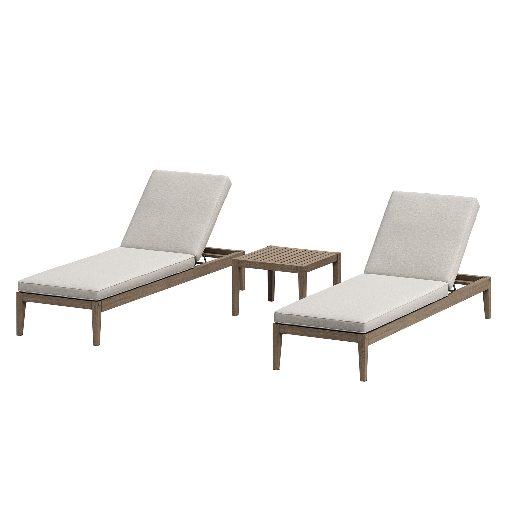 Northlake 3-Piece Outdoor Teak Wood Furniture Set with Chaise Lounges and Side Table - EEI-7276-WGR-PEB