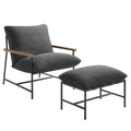 Raya Outdoor Patio Boucle Lounge Chair and Ottoman