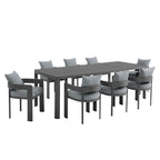 modern 9-Piece Outdoor Patio Aluminum Dining Set With Extendable Table