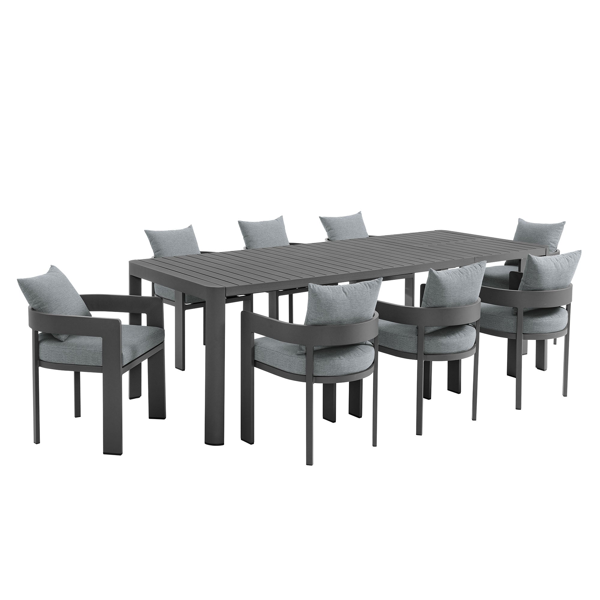 modern 9-Piece Outdoor Patio Aluminum Dining Set With Extendable Table