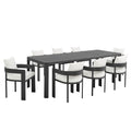 modern 9-Piece Outdoor Patio Aluminum Dining Set With Extendable Table