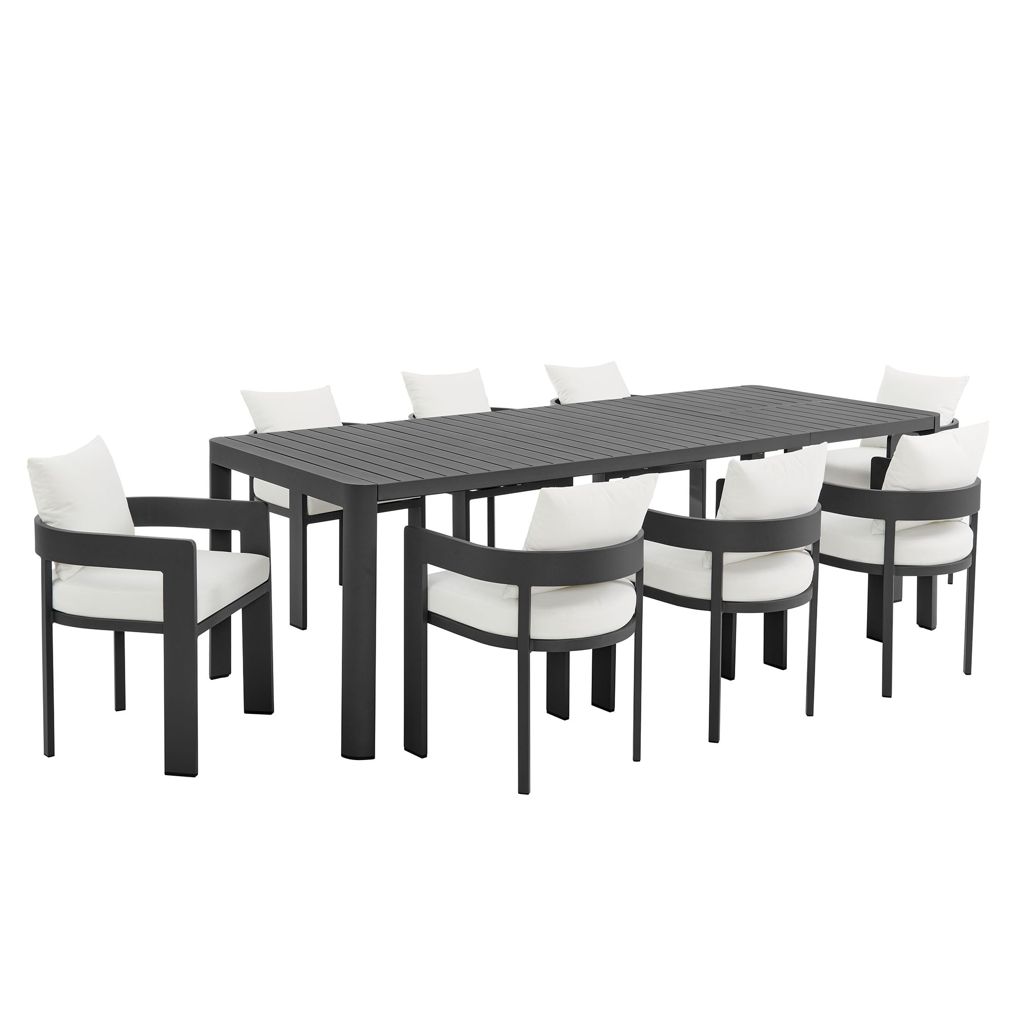 modern 9-Piece Outdoor Patio Aluminum Dining Set With Extendable Table