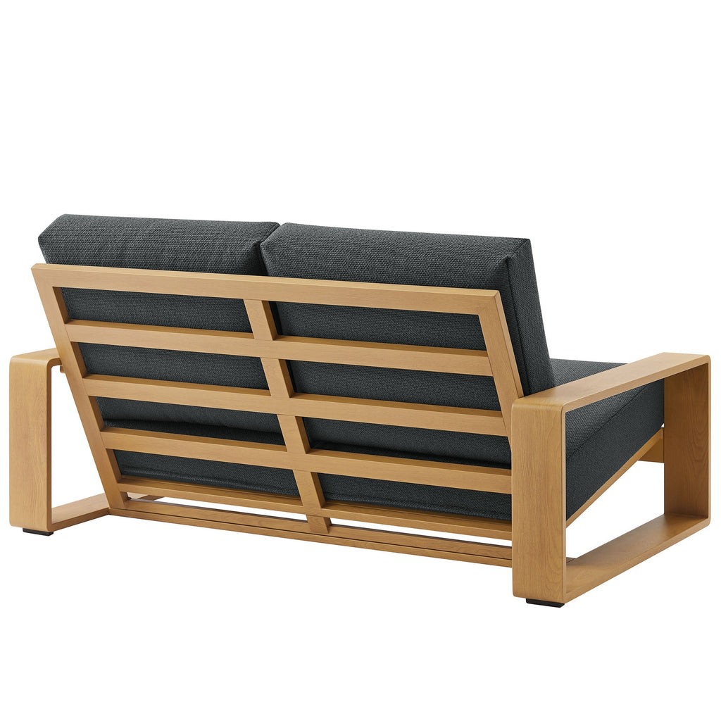Lirienne Outdoor Patio Aluminum Faux Wood Loveseat