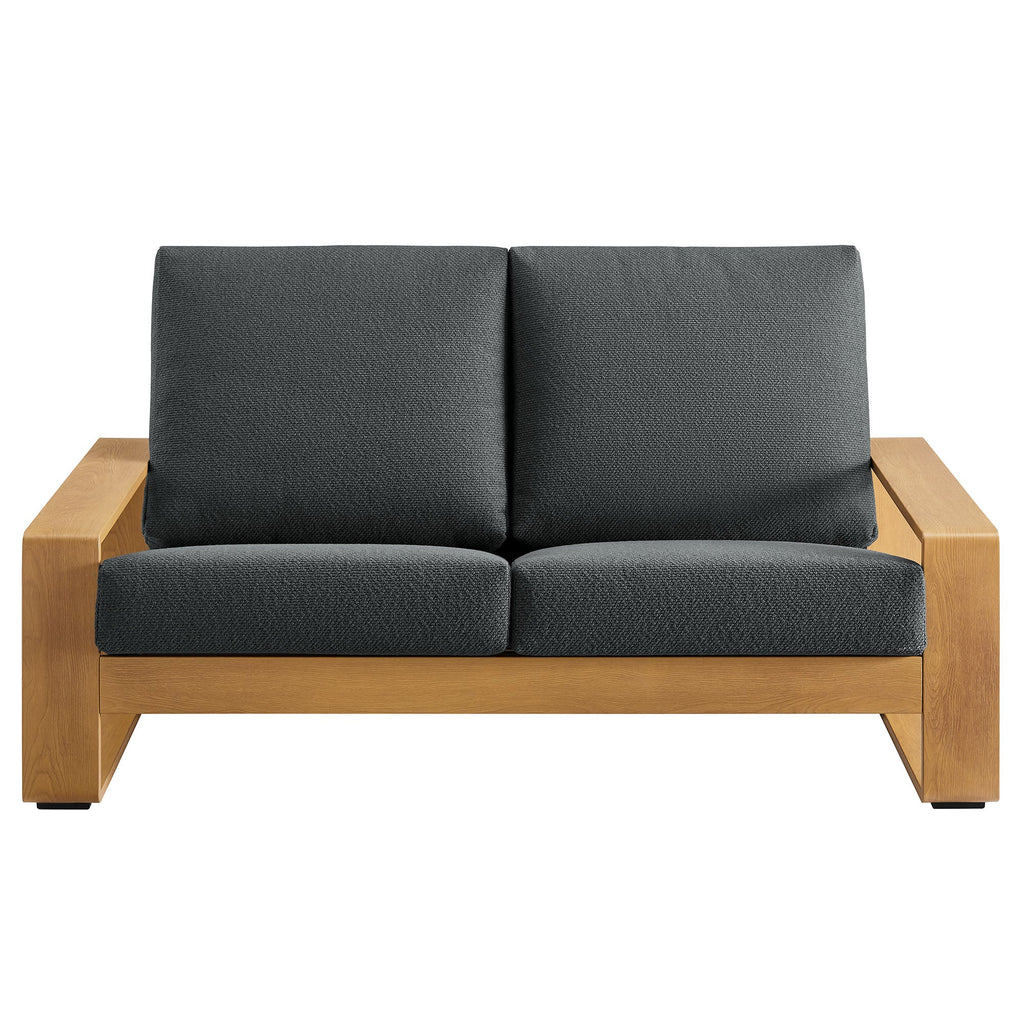Lirienne Outdoor Patio Aluminum Faux Wood Loveseat