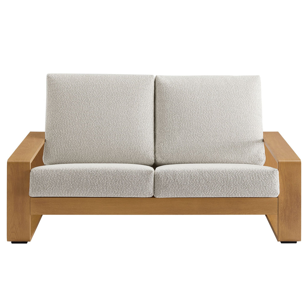 Lirienne Outdoor Patio Aluminum Faux Wood Loveseat