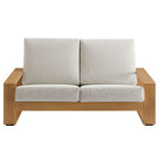 Lirienne Outdoor Patio Aluminum Faux Wood Loveseat