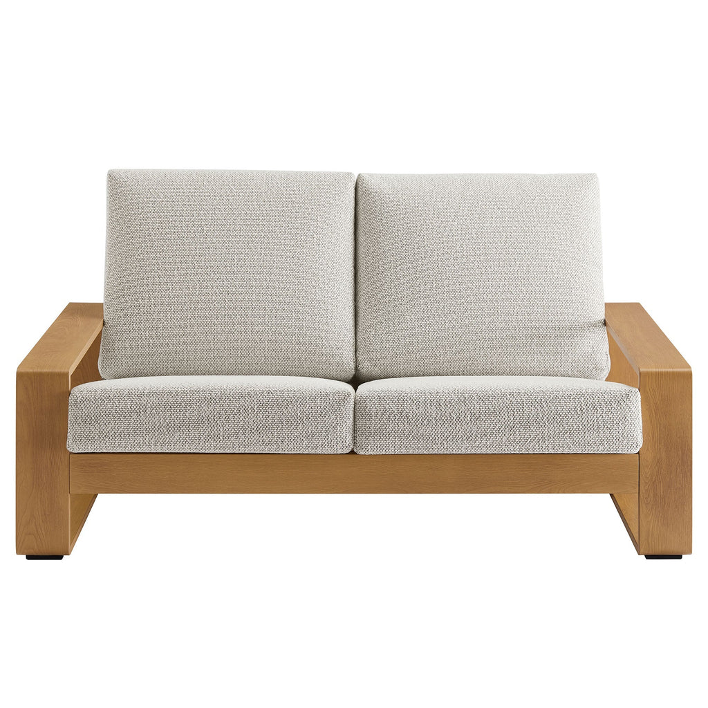 Lirienne Outdoor Patio Aluminum Faux Wood Loveseat