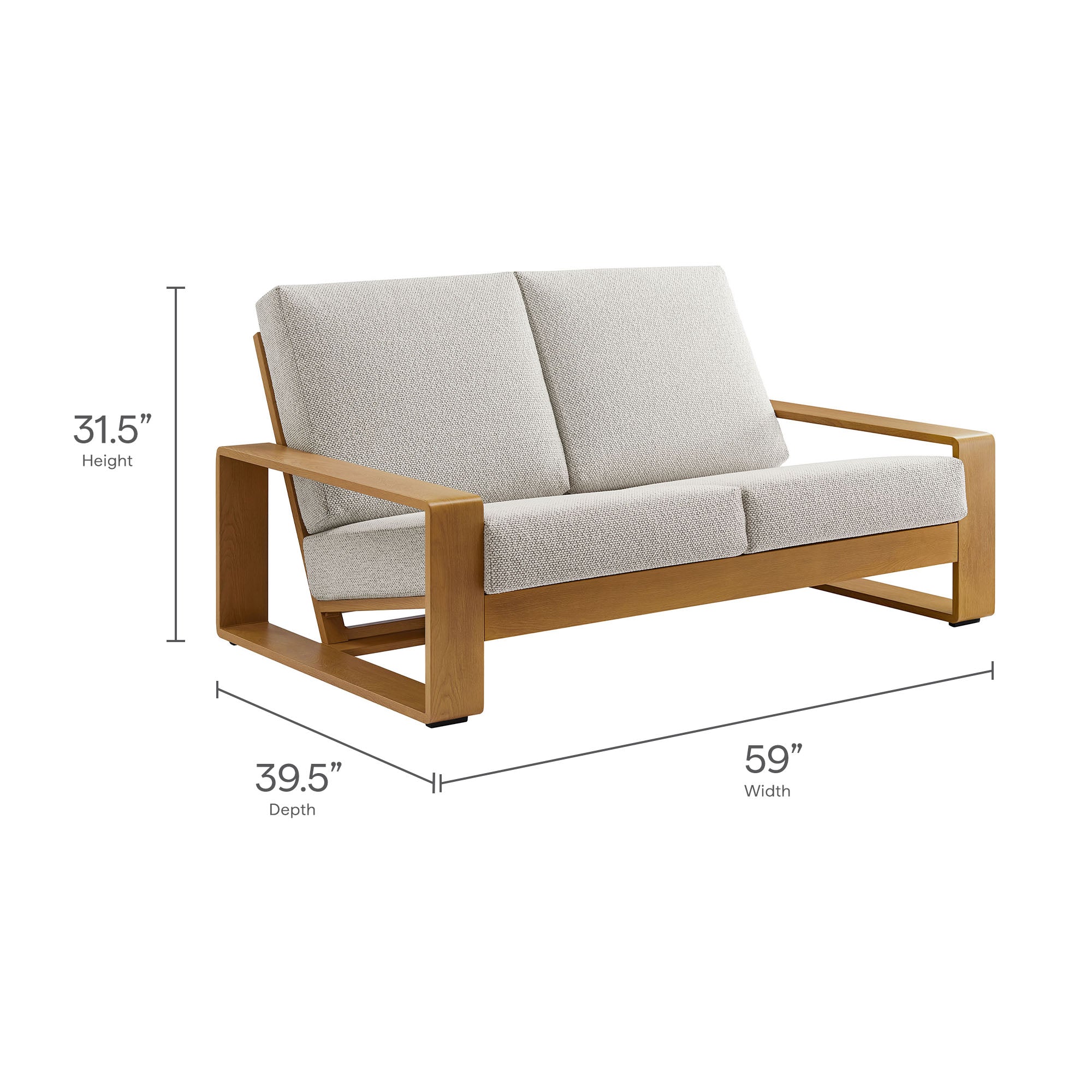 Lirienne Outdoor Patio Aluminum Faux Wood Sofa