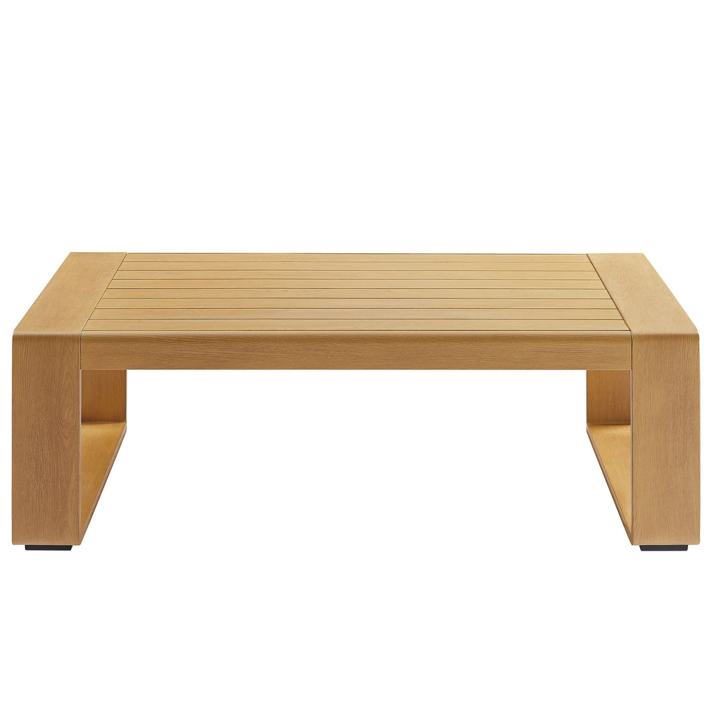 Lirienne Outdoor Patio Aluminum Faux Wood Coffee Table