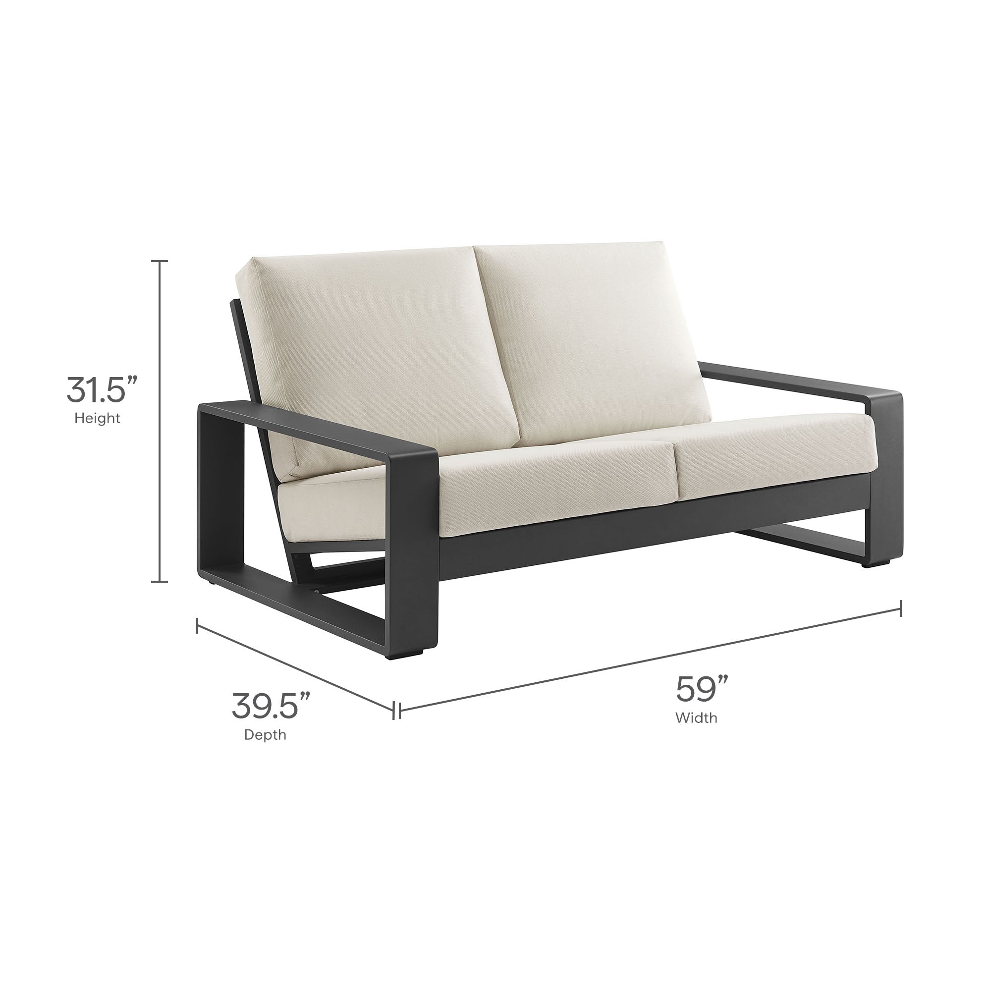 Lirienne Outdoor Patio Aluminum Faux Wood Sofa