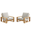 Lirienne Outdoor Patio Aluminum Faux Wood Armchairs Set of 2