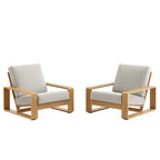 Lirienne Outdoor Patio Aluminum Faux Wood Armchairs Set of 2