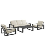 Lirienne 4-Piece Outdoor Patio Aluminum Faux Wood Furniture Set