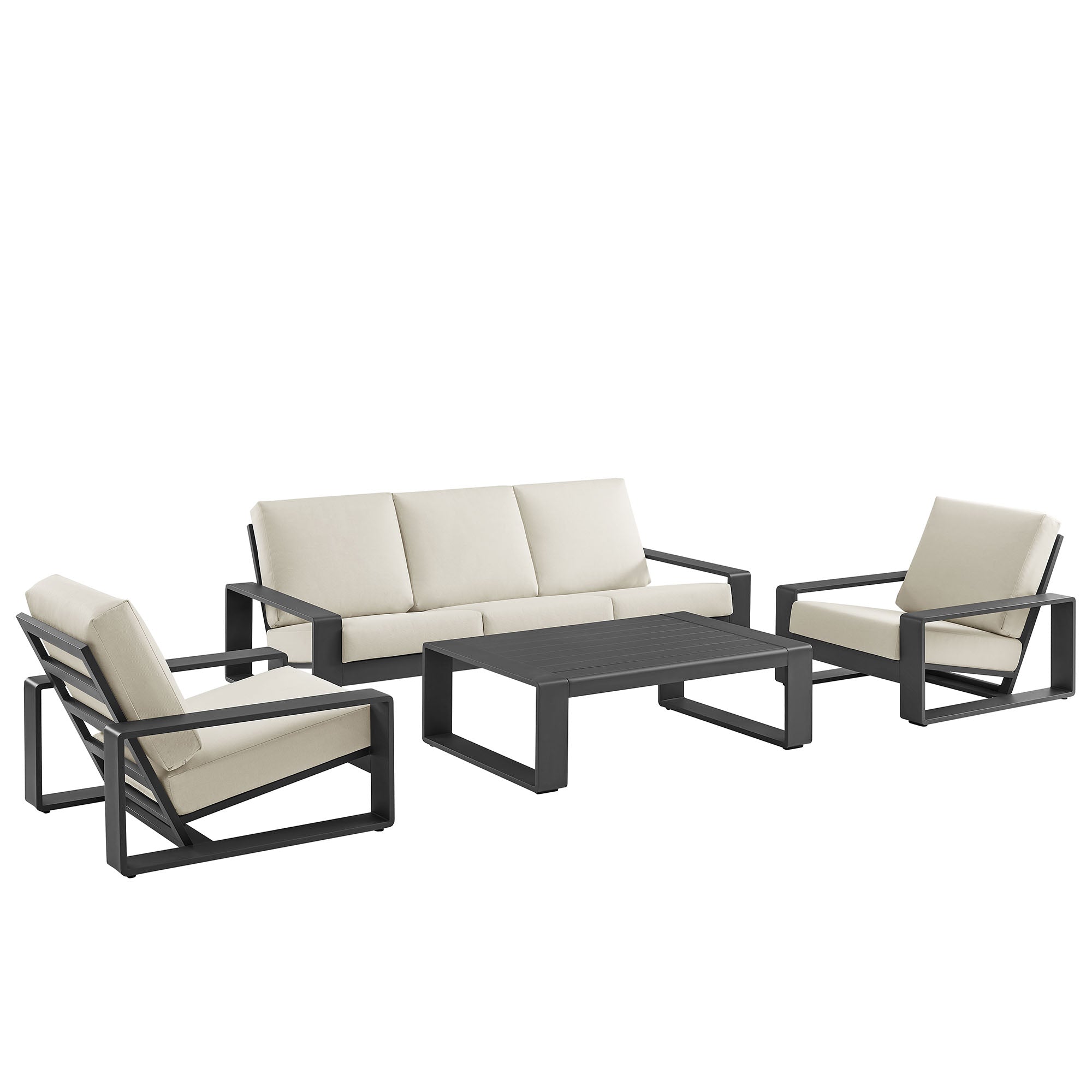 Lirienne 4-Piece Outdoor Patio Aluminum Faux Wood Furniture Set