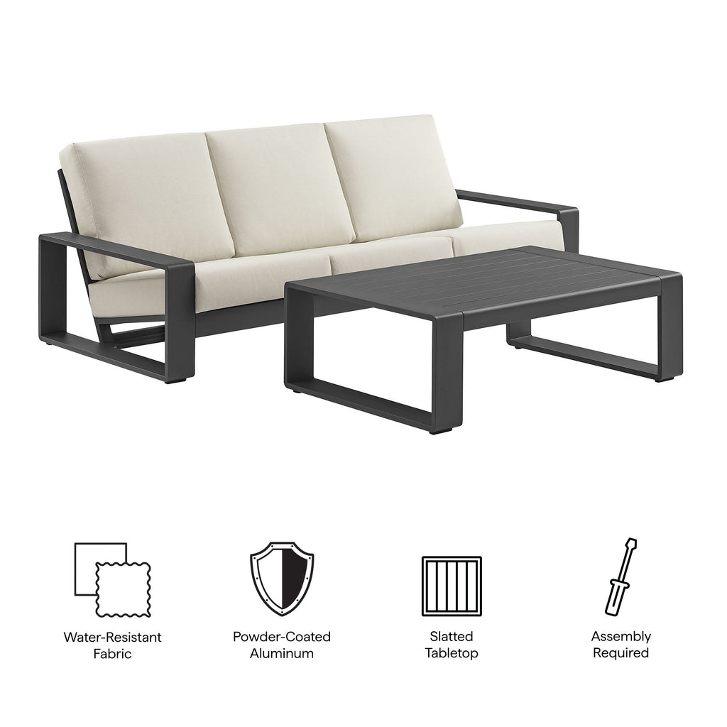 Lirienne 4-Piece Outdoor Patio Aluminum Faux Wood Furniture Set