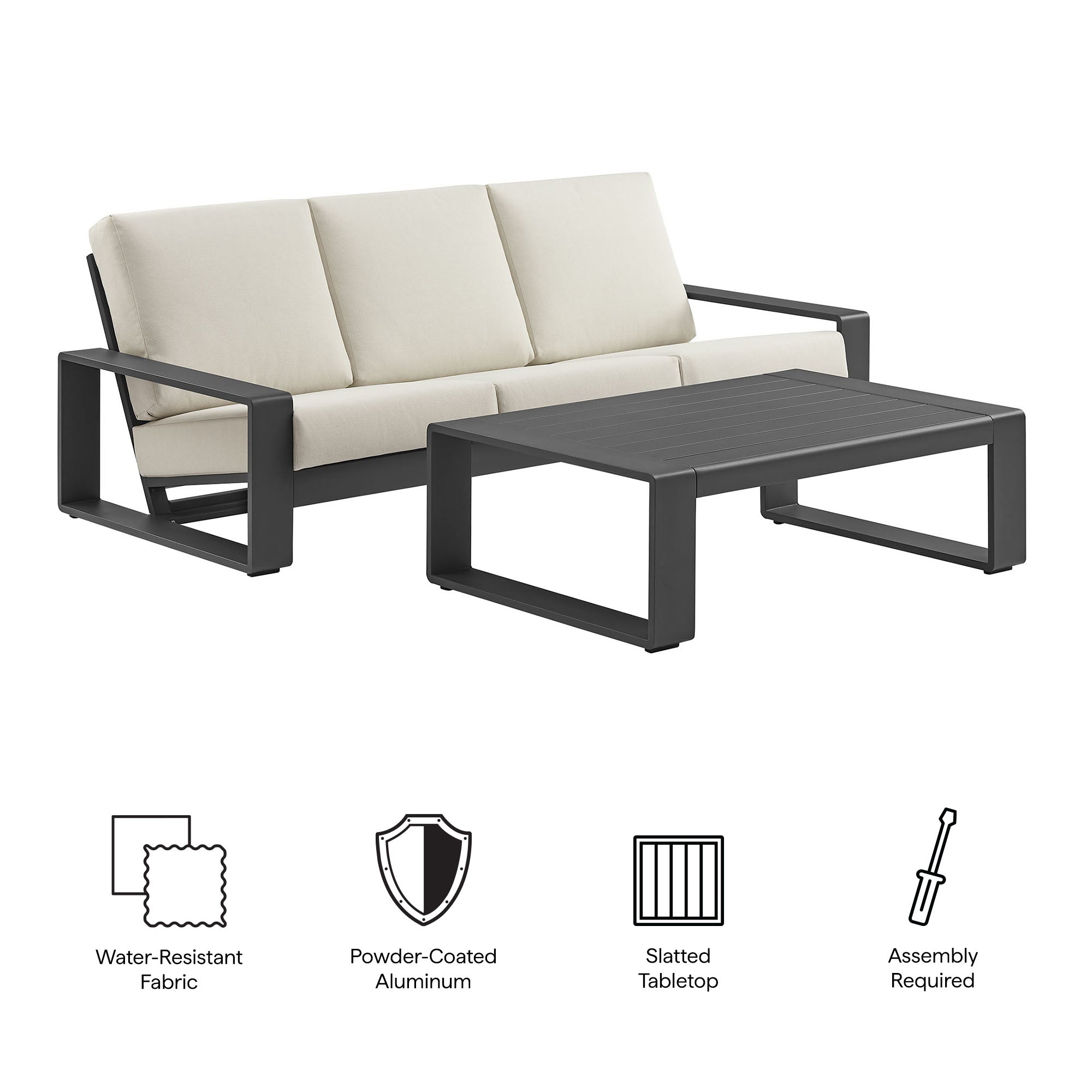 Lirienne 4-Piece Outdoor Patio Aluminum Faux Wood Furniture Set