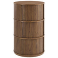 Clement Round Pedestal Stand Storage Table With Sliding Tambour Doors