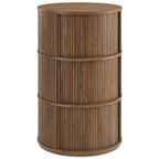 Clement Round Pedestal Stand Storage Table With Sliding Tambour Doors