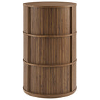 Clement Round Pedestal Stand Storage Table With Sliding Tambour Doors