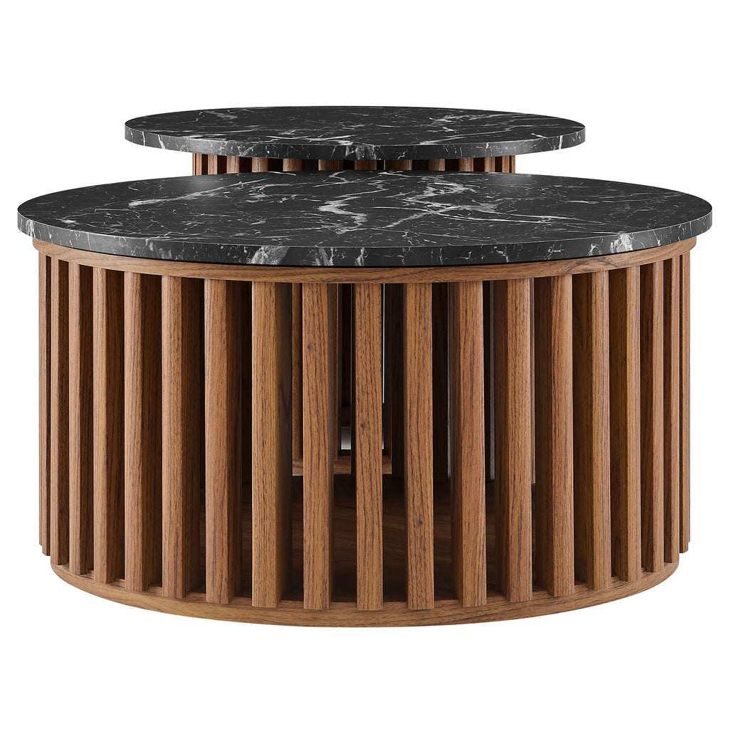 Fortitude Round Faux Marble Top Nesting Coffee Table Set
