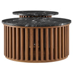Fortitude Round Faux Marble Top Nesting Coffee Table Set