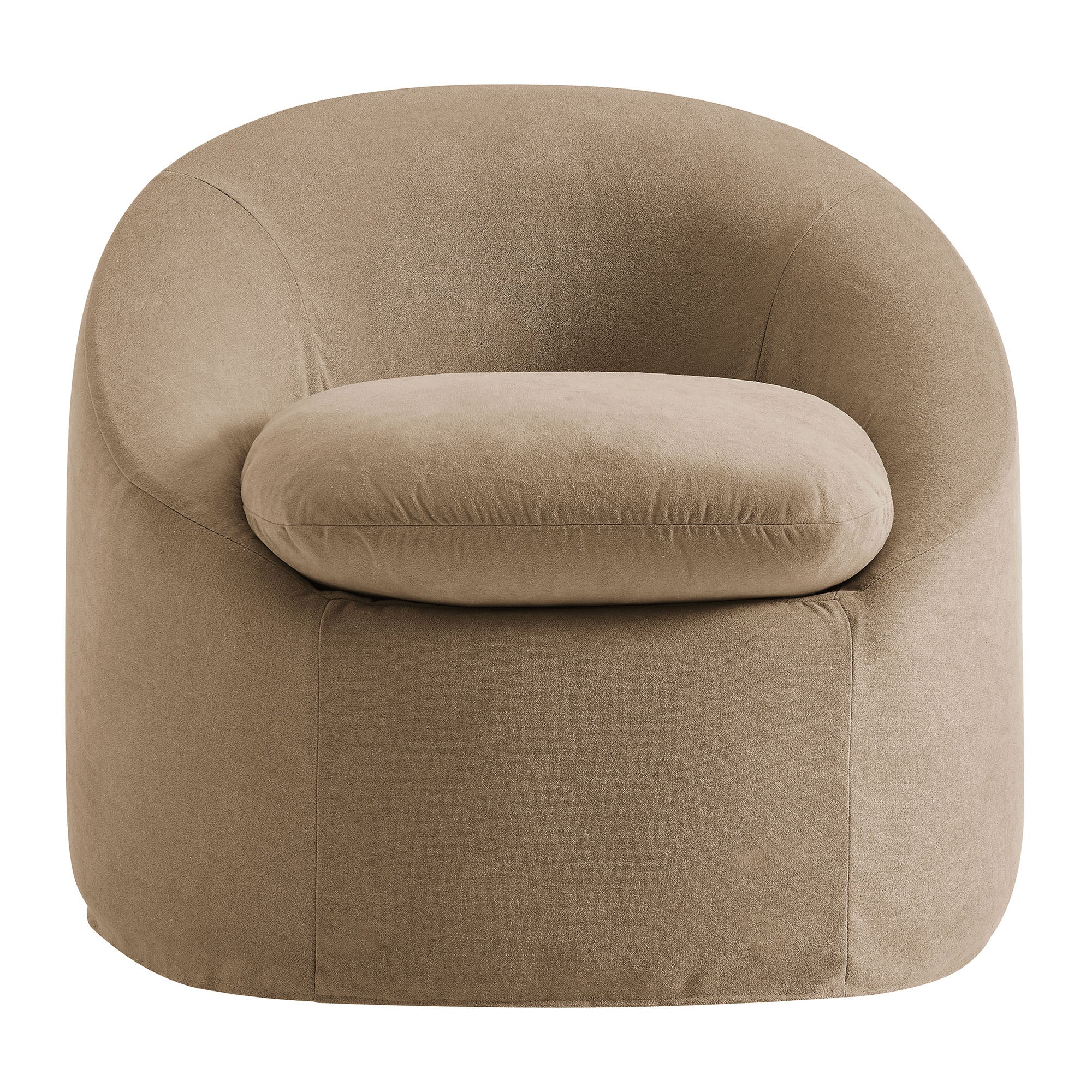 Sadie Slipcovered Linen-Blend Round Accent Chair