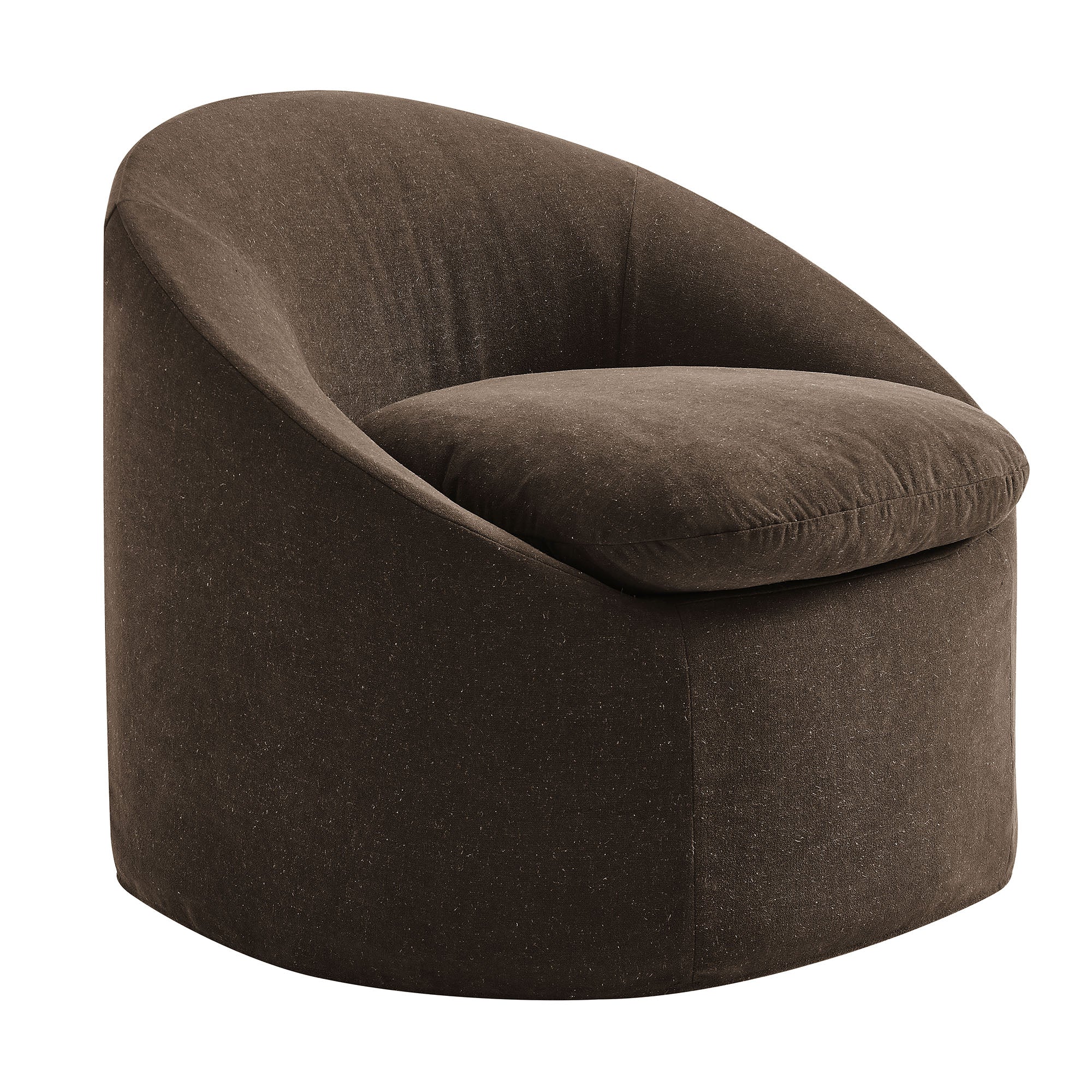 Sadie Slipcovered Linen-Blend Round Accent Chair