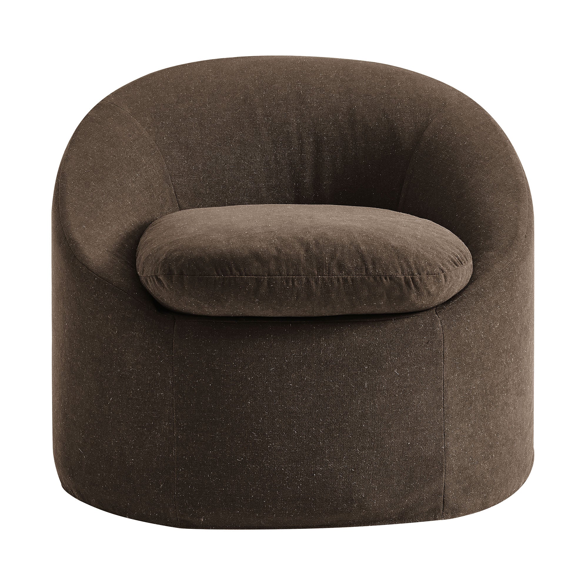 Sadie Slipcovered Linen-Blend Round Accent Chair