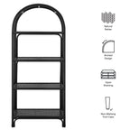 Celeste 67 Inch Tall Arched Natural Rattan Bookshelf