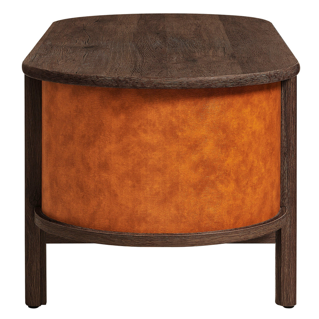 Coralie Curved Vegan Leather Oval Coffee Table