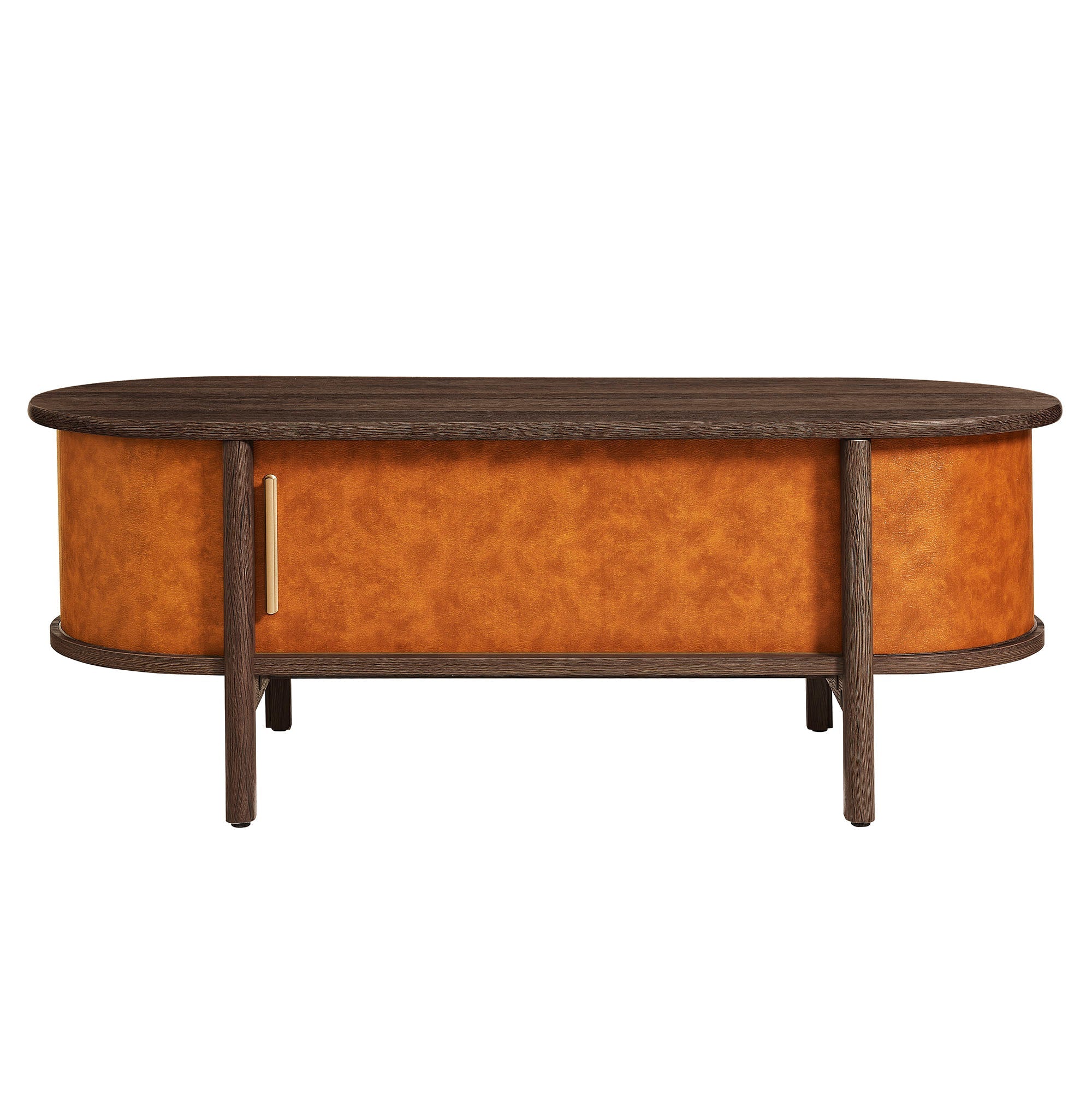 Coralie Curved Vegan Leather Oval Coffee Table