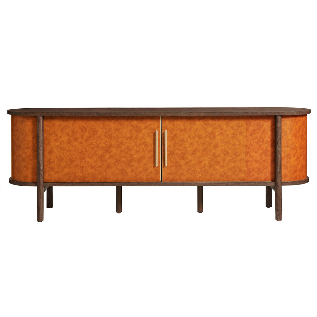 Coralie Curved 71" Vegan Leather Oval TV Stand