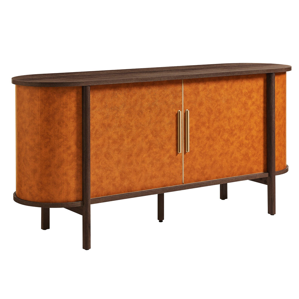 Coralie Curved Vegan Leather Oval Sideboard